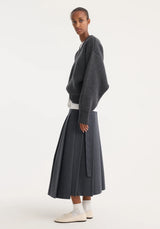 Róhe Pleated Wrap Skirt | Dark Grey Melange