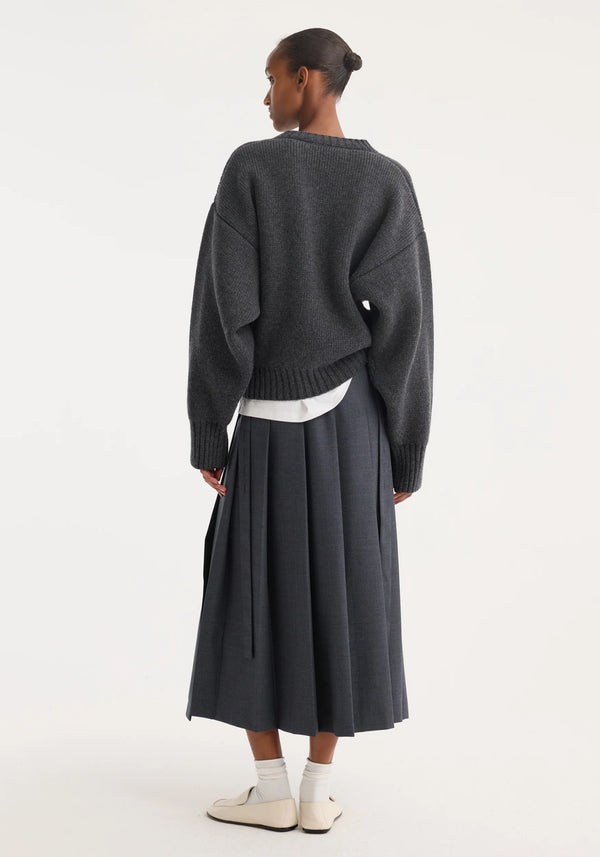 Róhe Pleated Wrap Skirt | Dark Grey Melange