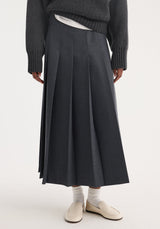 Róhe Pleated Wrap Skirt | Dark Grey Melange