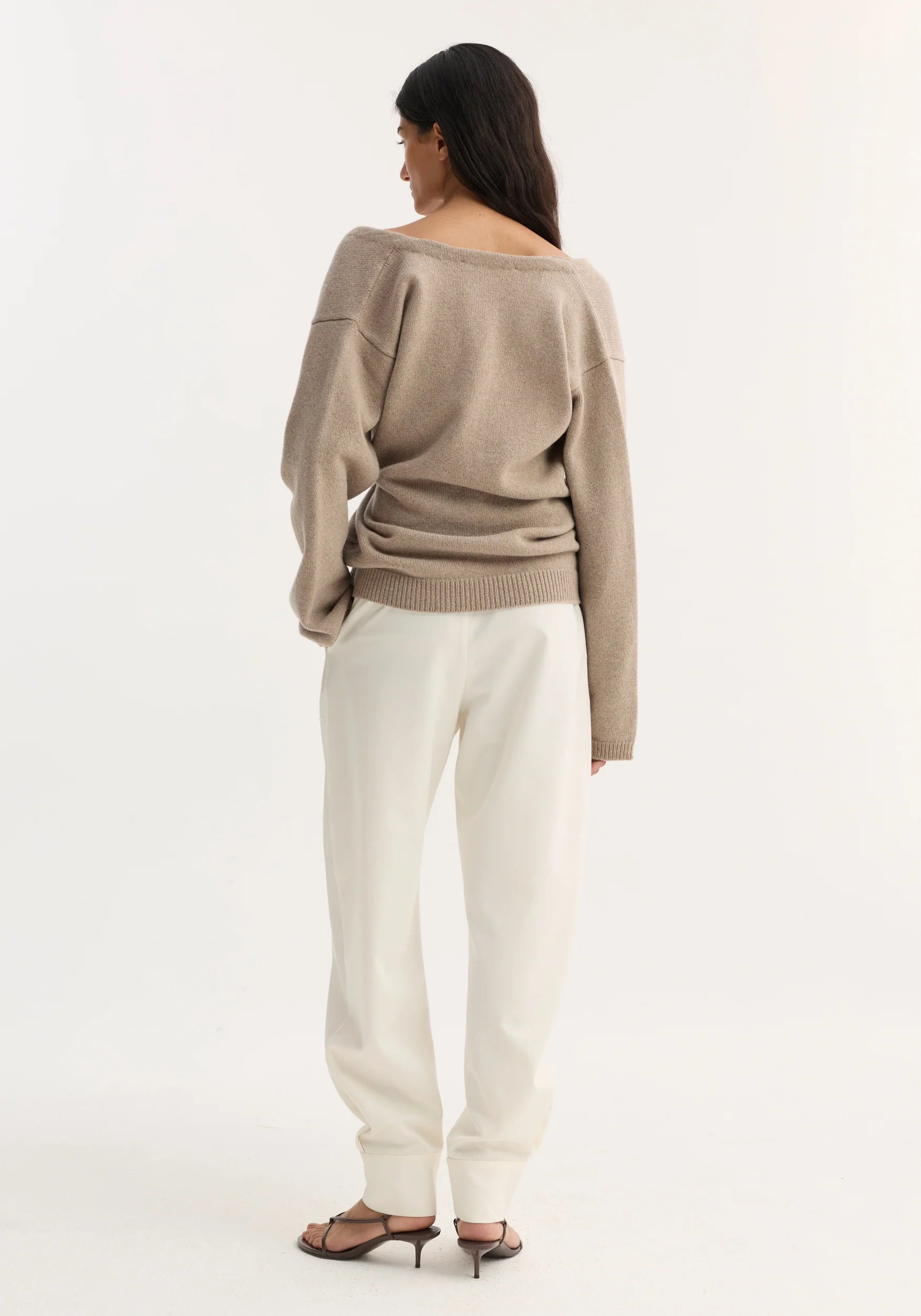 Róhe Off-Shoulder Wrap Cardigan | Light Taupe