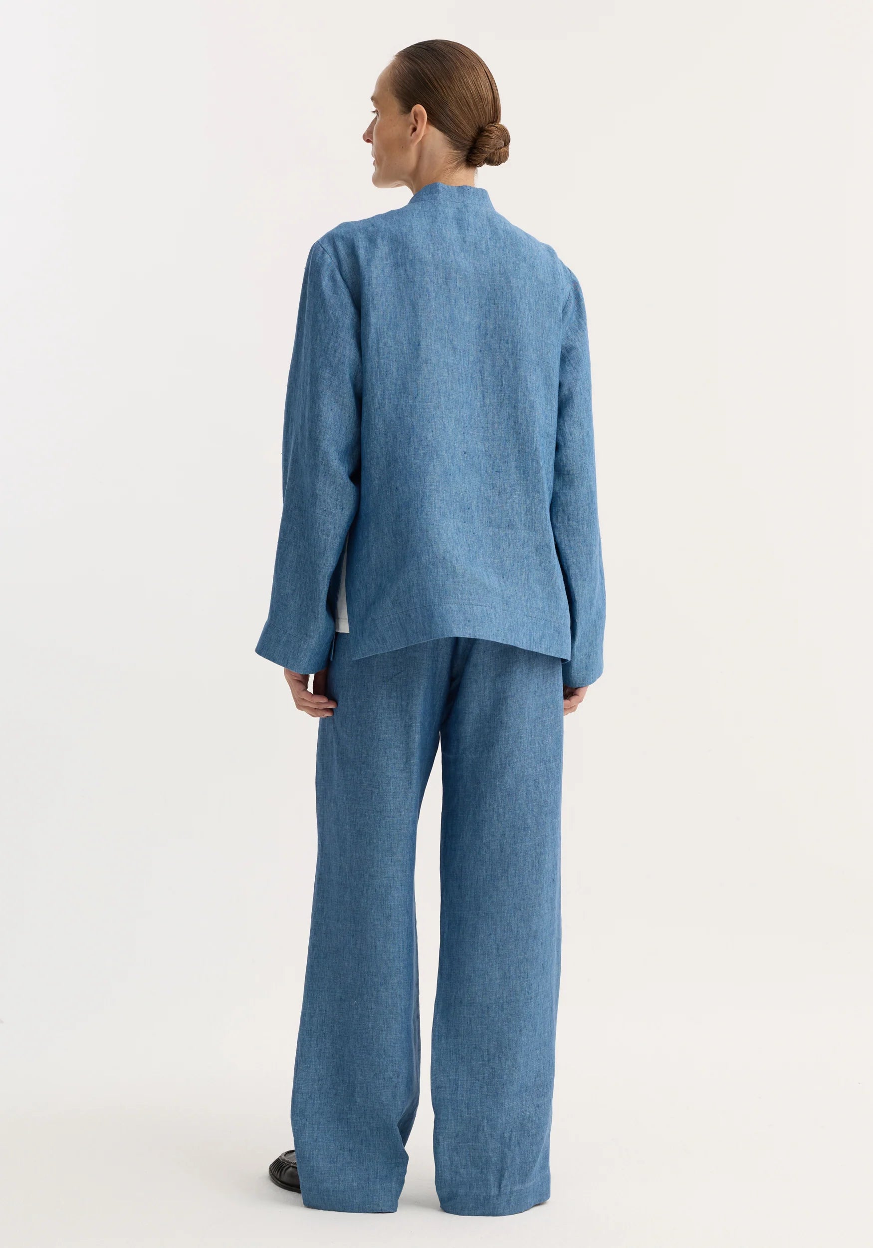 Róhe Wide Leg Pyjama Trousers | Ocean Blue