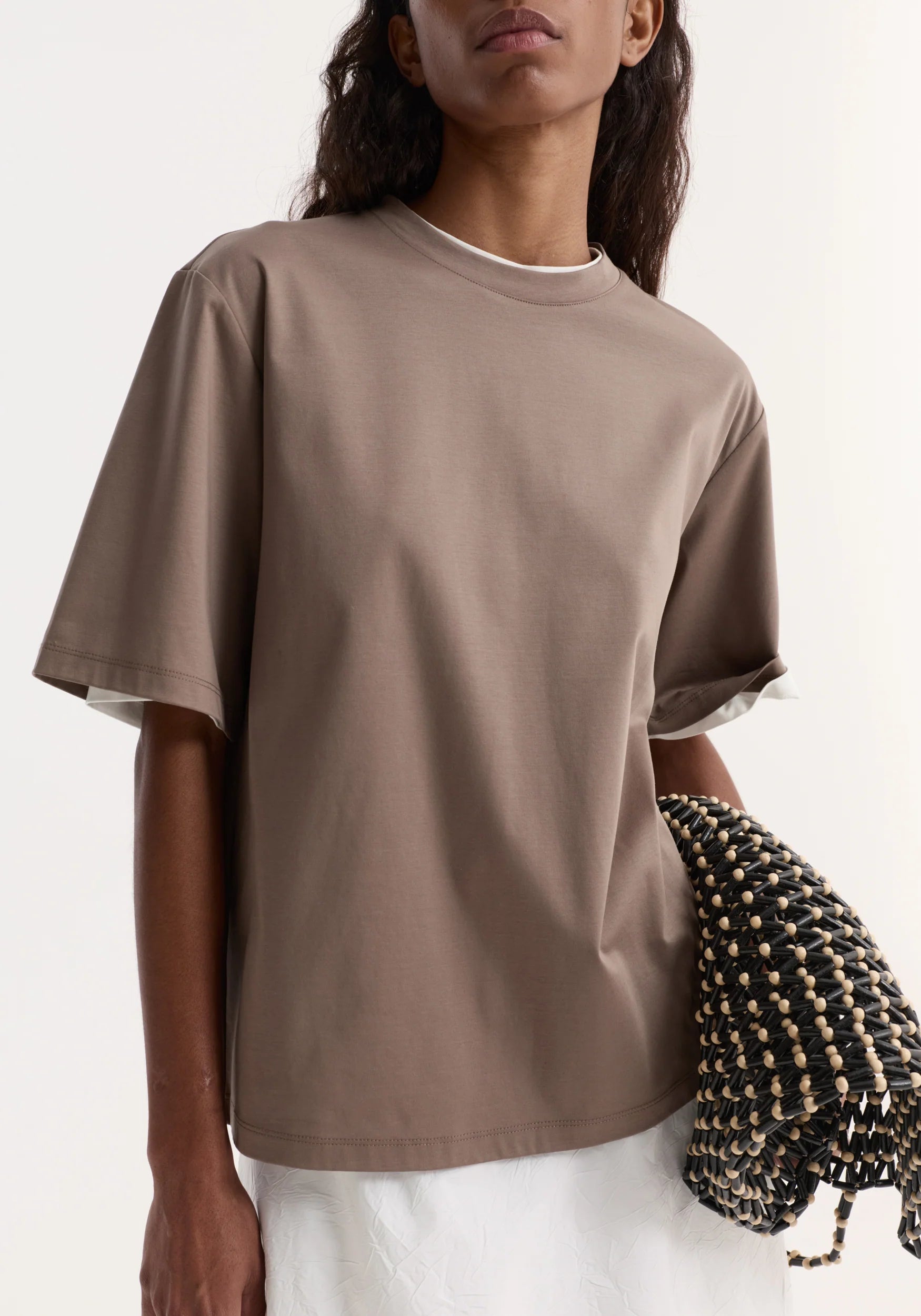 Róhe Oversized Cotton Silk T-Shirt | Taupe