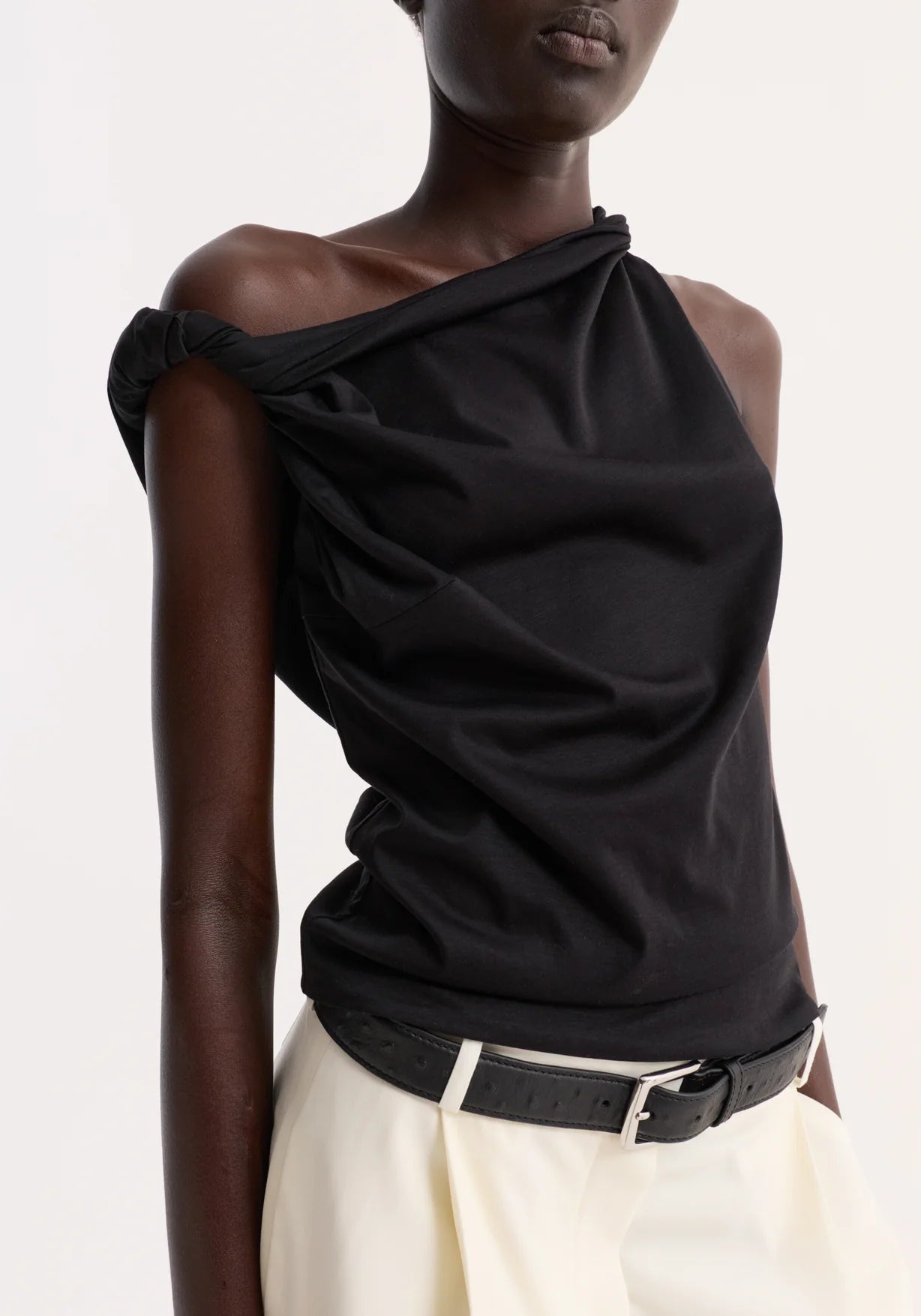 Róhe Sculptural Cotton Silk Top | Black