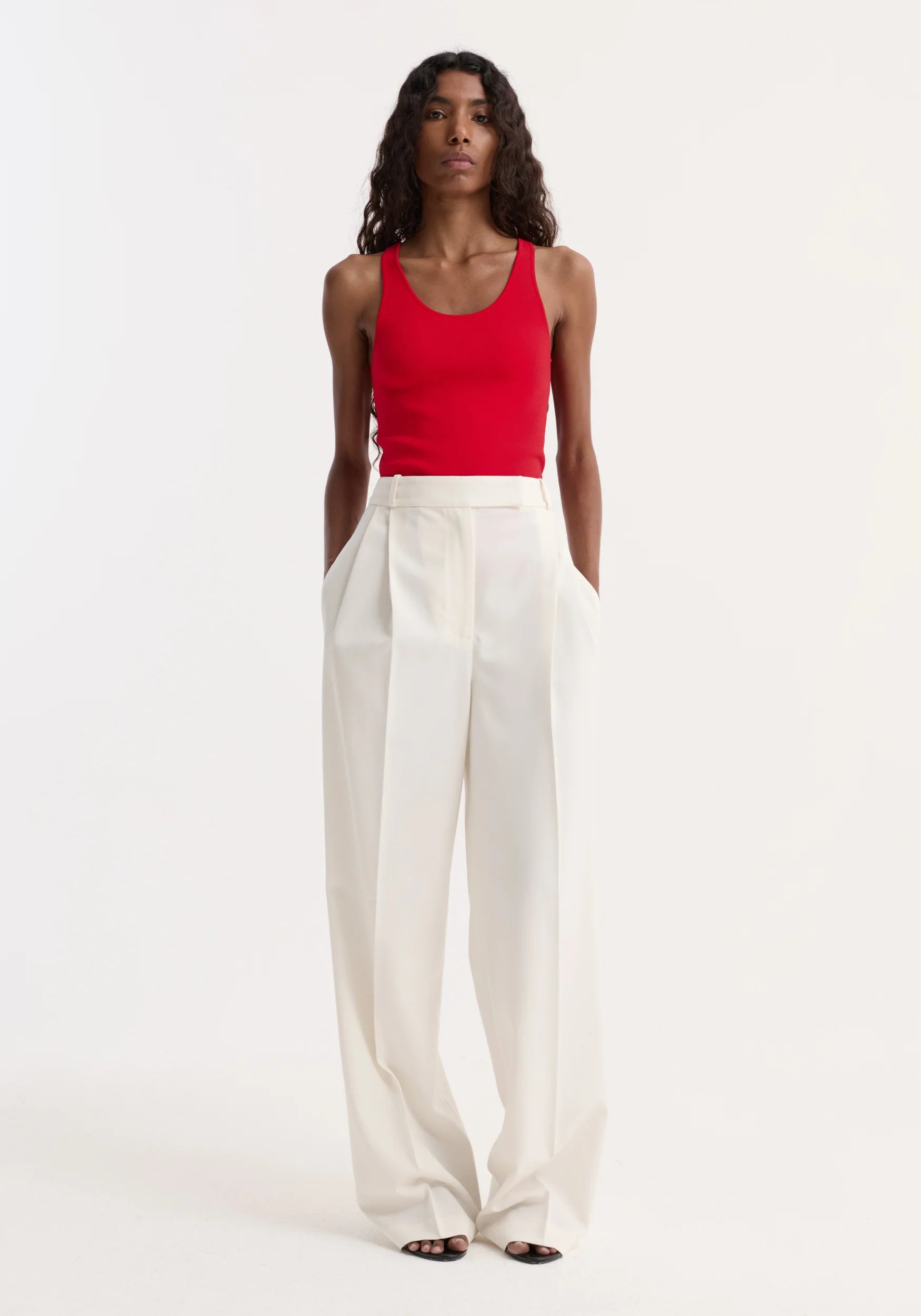Róhe Scoop Neck Knitted Top | Red