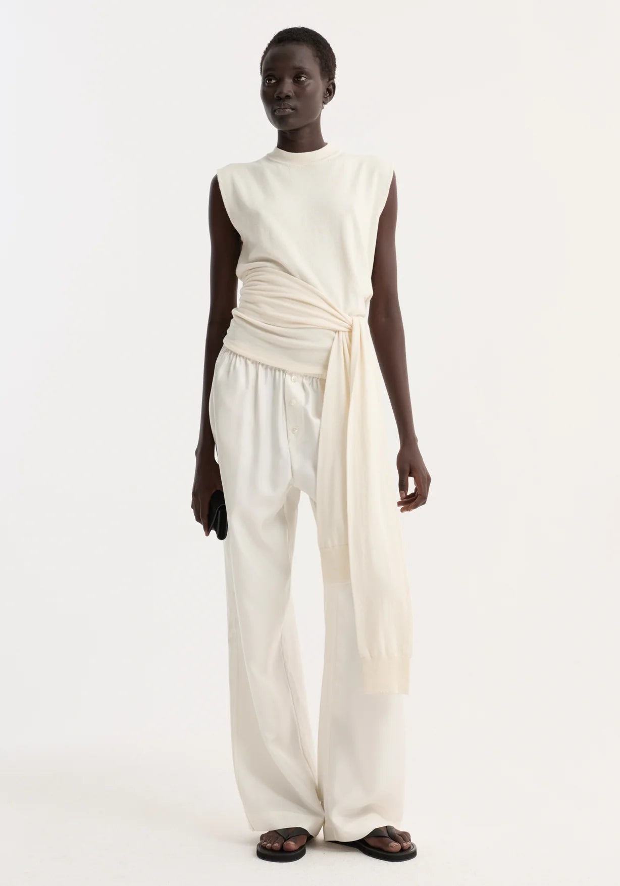 Róhe Open Back Knitted Wrap Top | Off White