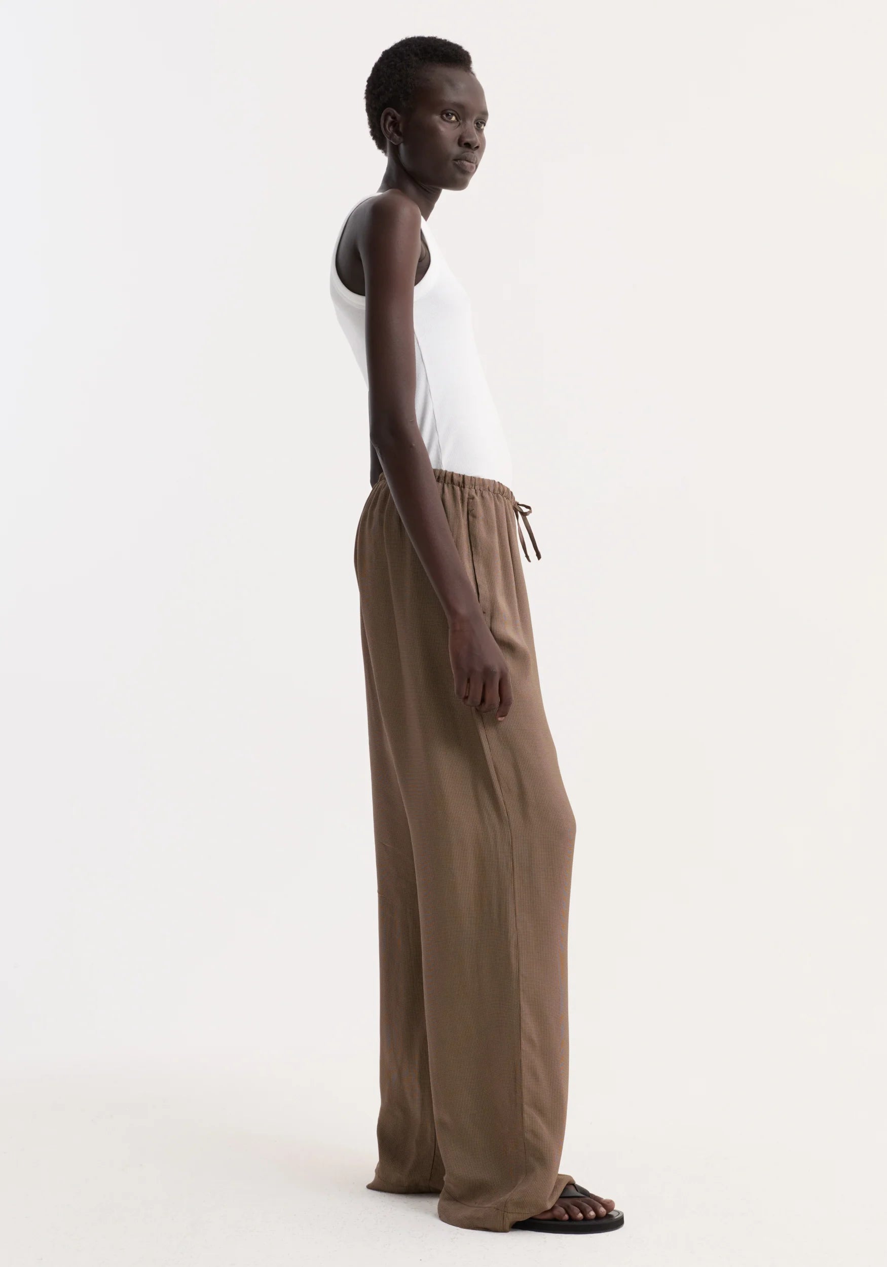 Róhe Fluid Trousers | Brown Mini Check