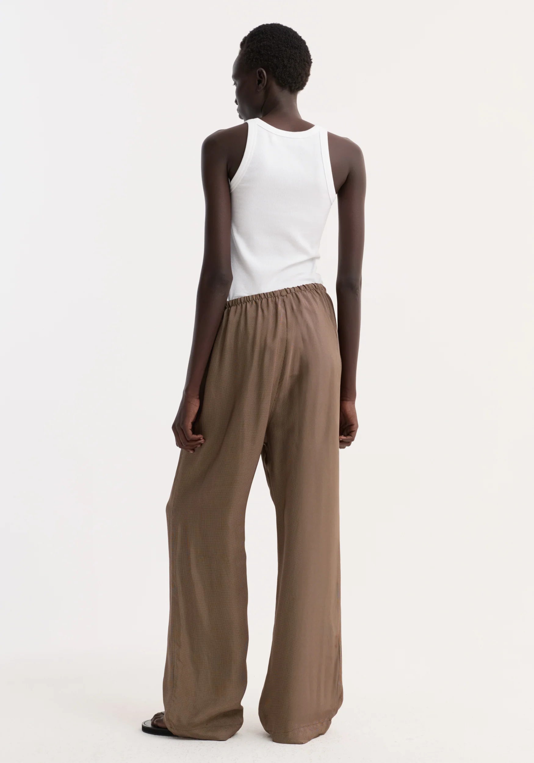 Róhe Fluid Trousers | Brown Mini Check