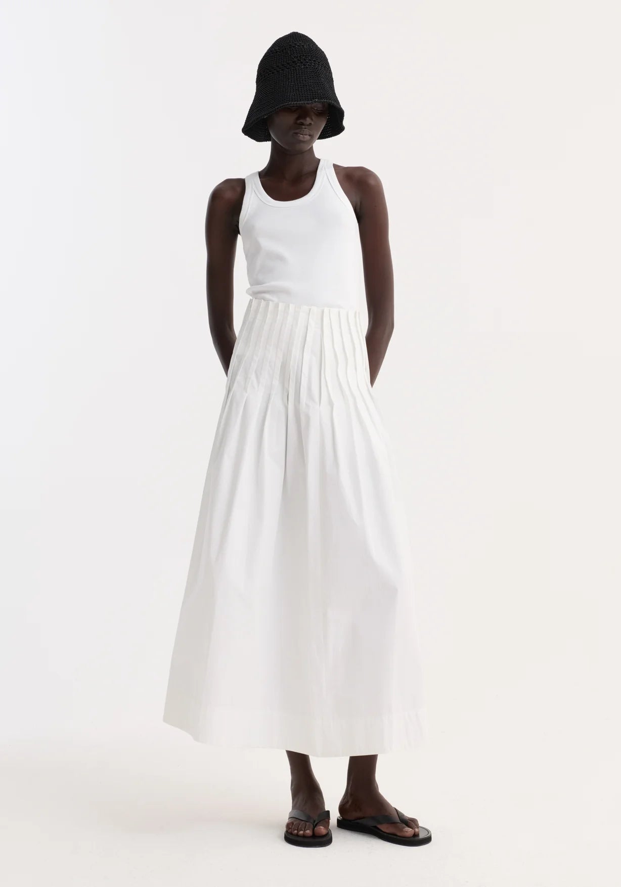 Róhe Pleated Poplin Maxi Skirt | Optic White