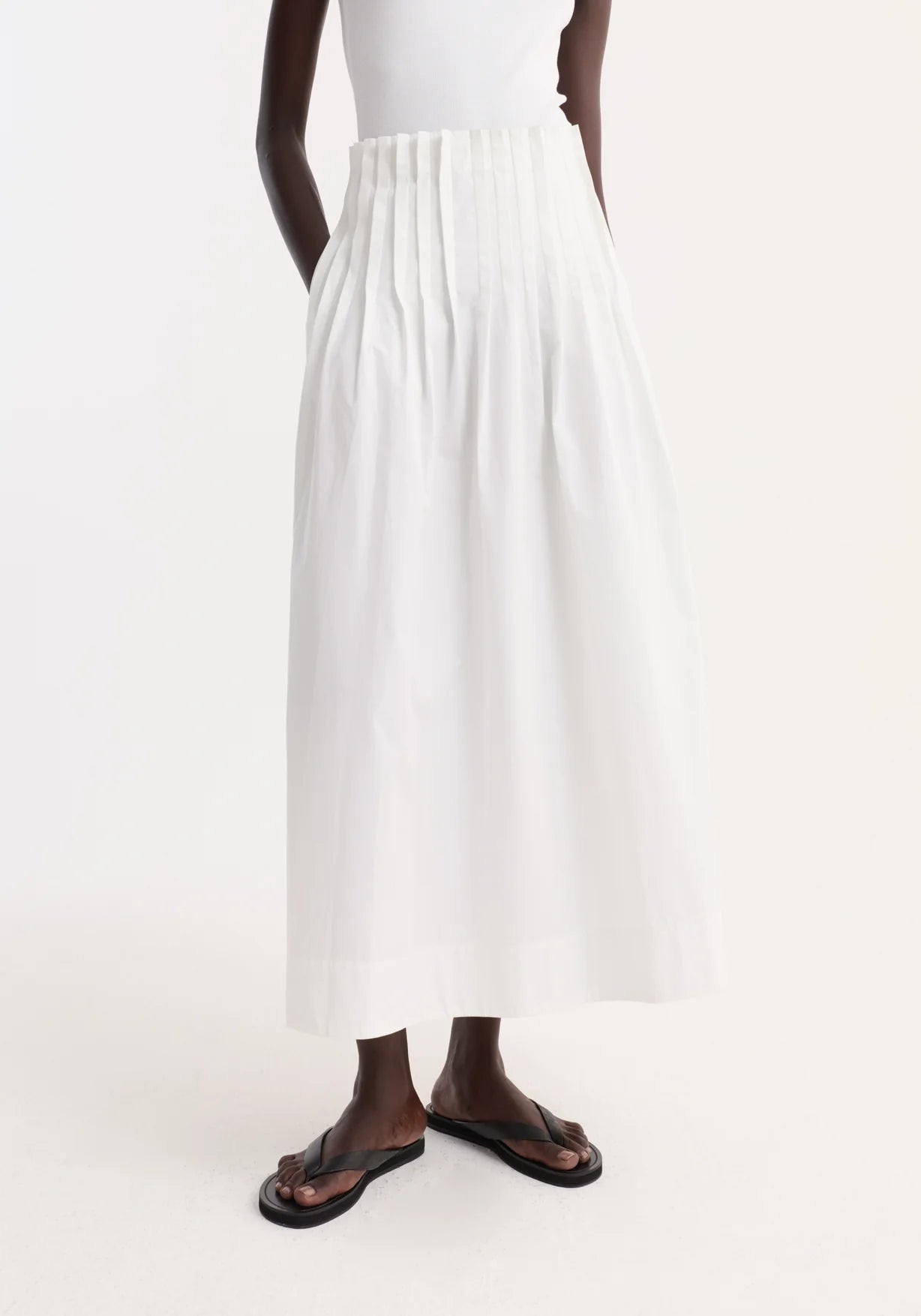 Róhe Pleated Poplin Maxi Skirt | Optic White
