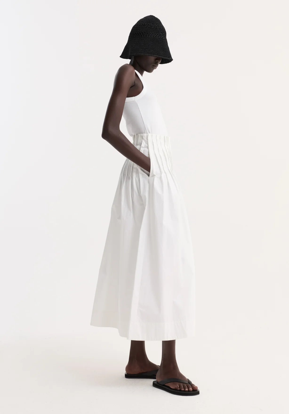 Róhe Pleated Poplin Maxi Skirt | Optic White