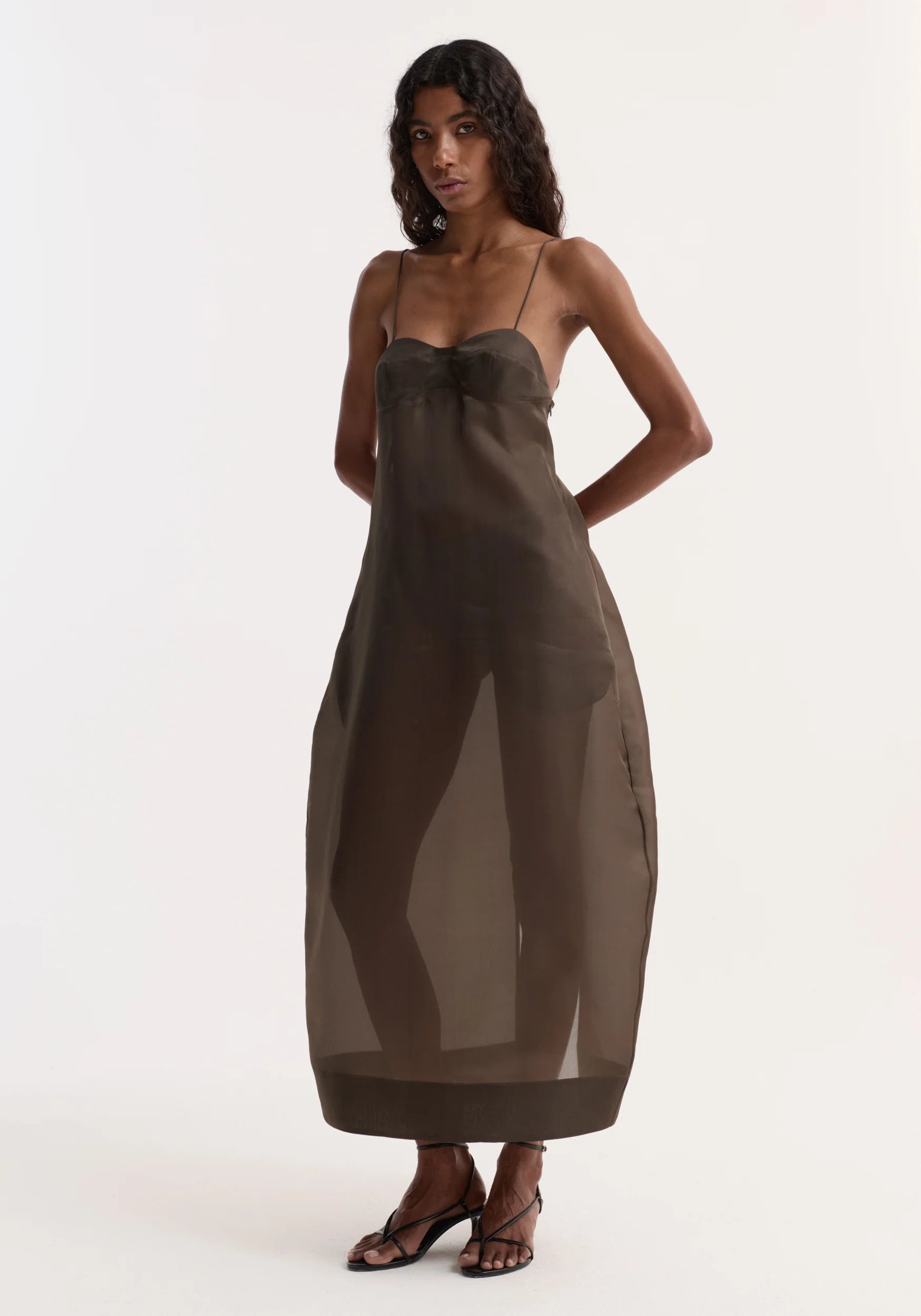 Róhe Sheer Bustier Volume Dress | Earth