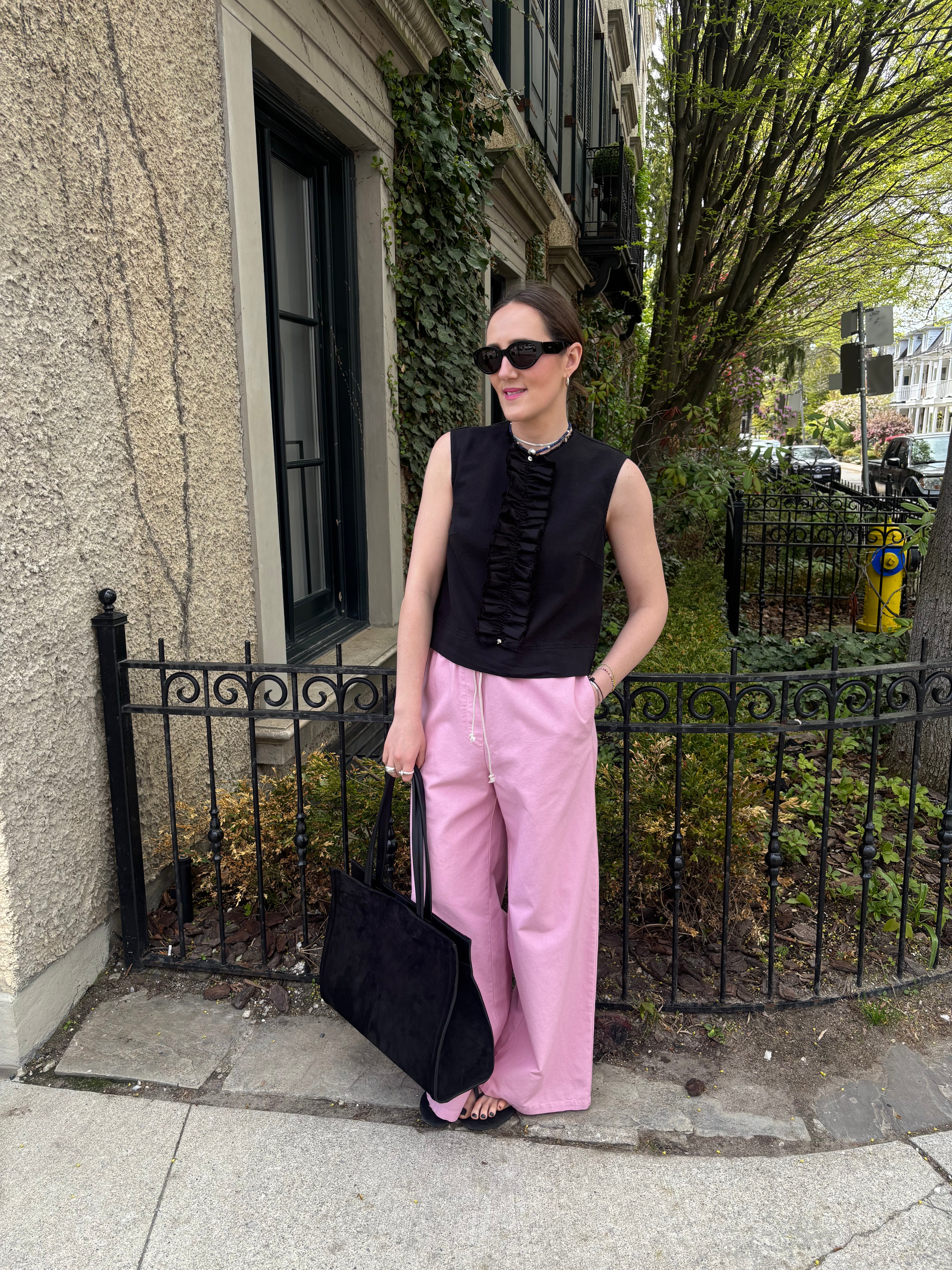 Hache Hereux Wide Denim Pants | Pink