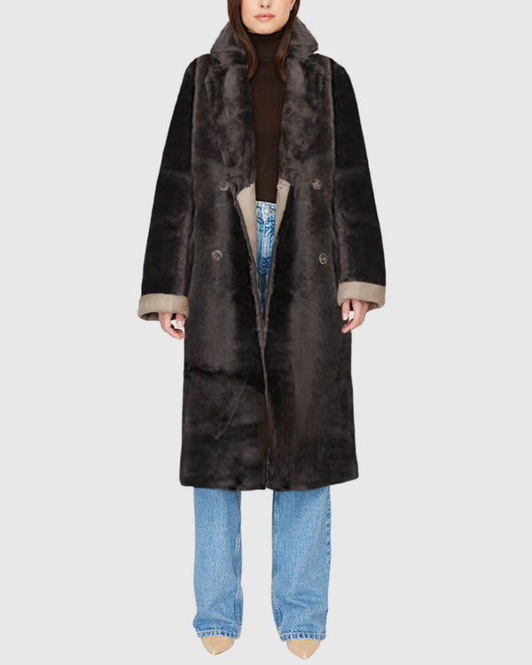 HiSO Elle Smoked Quartz Shearling Coat