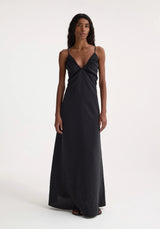 Róhe Hammered Silk V-Neck Slip Dress | Black
