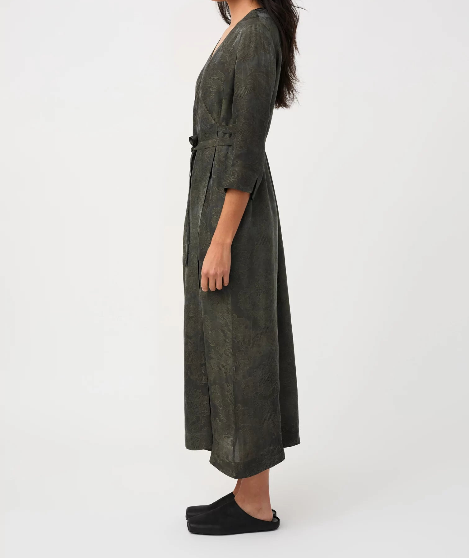 Uma Wang Anthea Wrap Dress | Dark Green