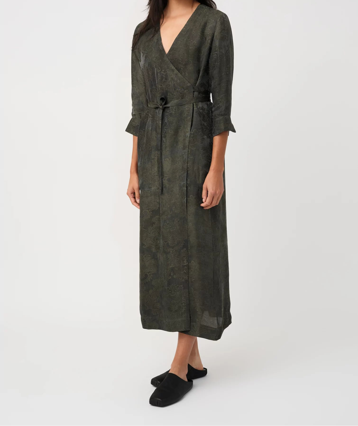 Uma Wang Anthea Wrap Dress | Dark Green