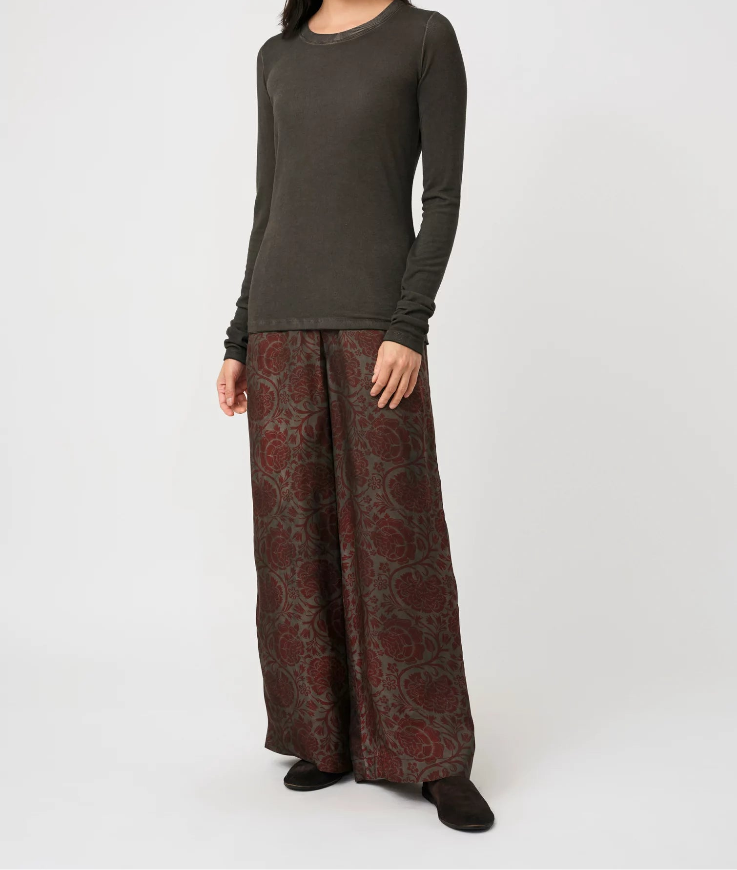 Uma Wang Floral Print Pansy Pants | Grey Red