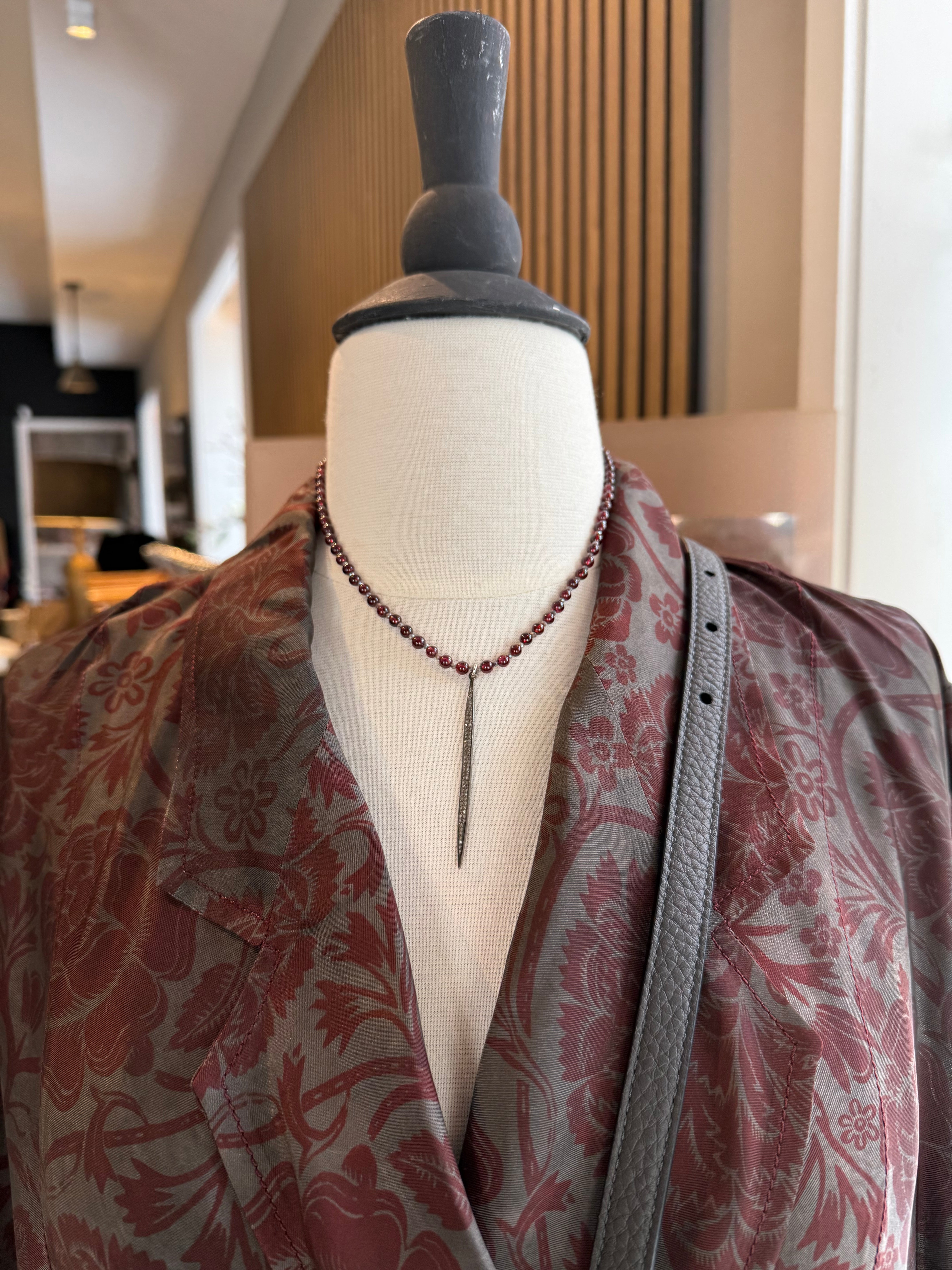 TLO Garnet Necklace/ Pave Straight