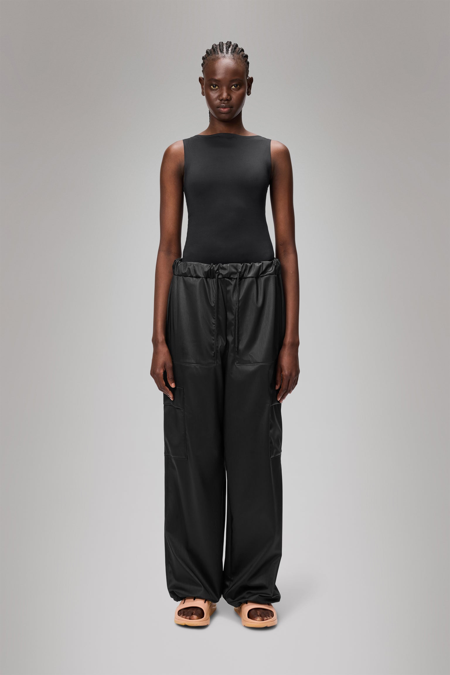 Rains Cargo Rain Pants Wide Black