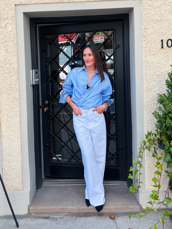 Des Phemmes Classic Shirt Embellished Bleu Ciel
