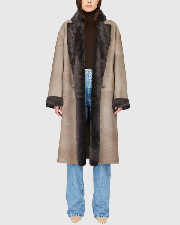 HiSO Elle Smoked Quartz Shearling Coat