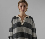 Leap Tyler Grey Striped Polo Sweater