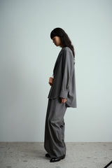 UJOH Slate Grey Pinstripe Shirt Jacket