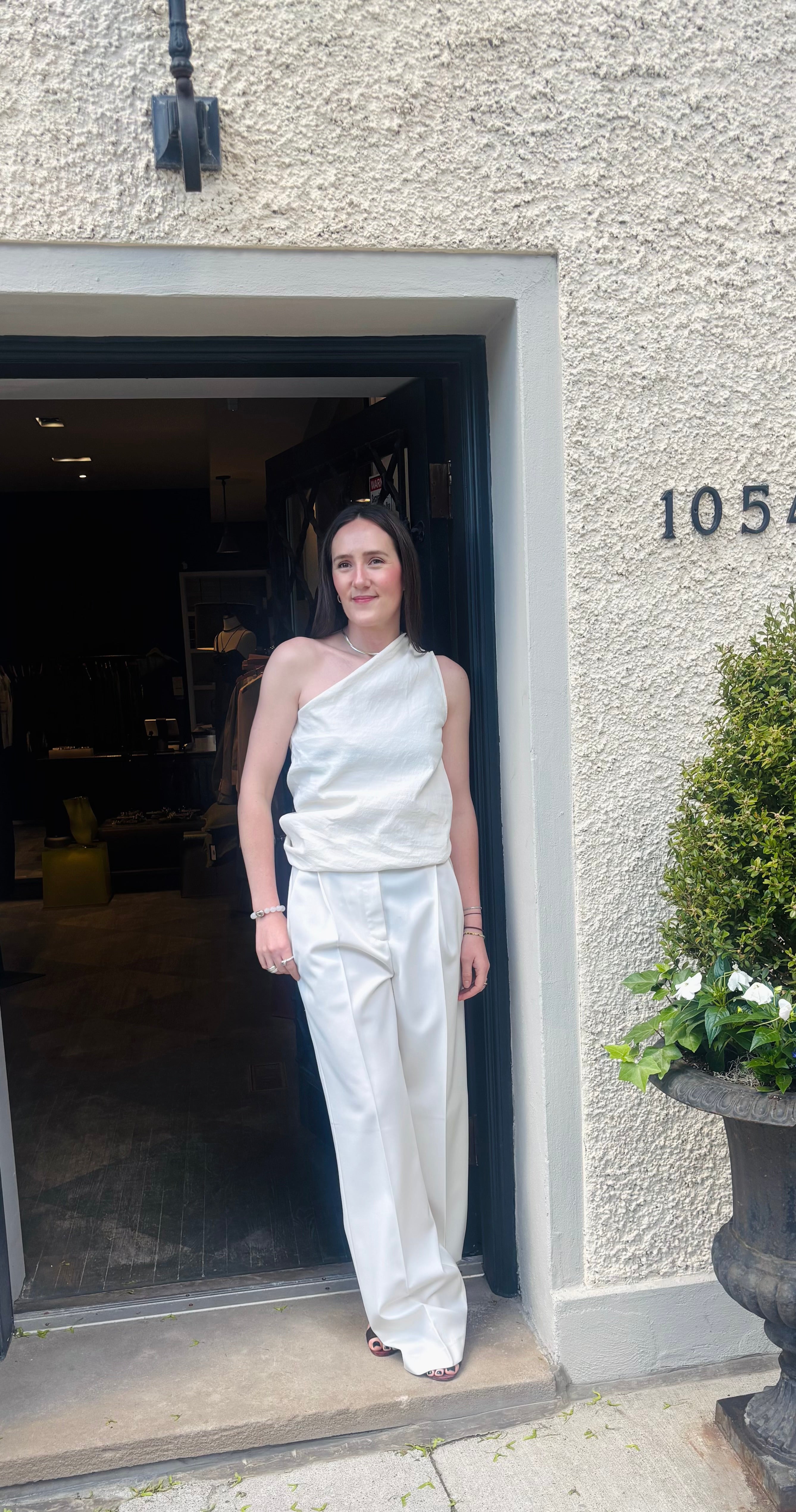 Róhe One Shoulder Sculptural Knit Top | Off White