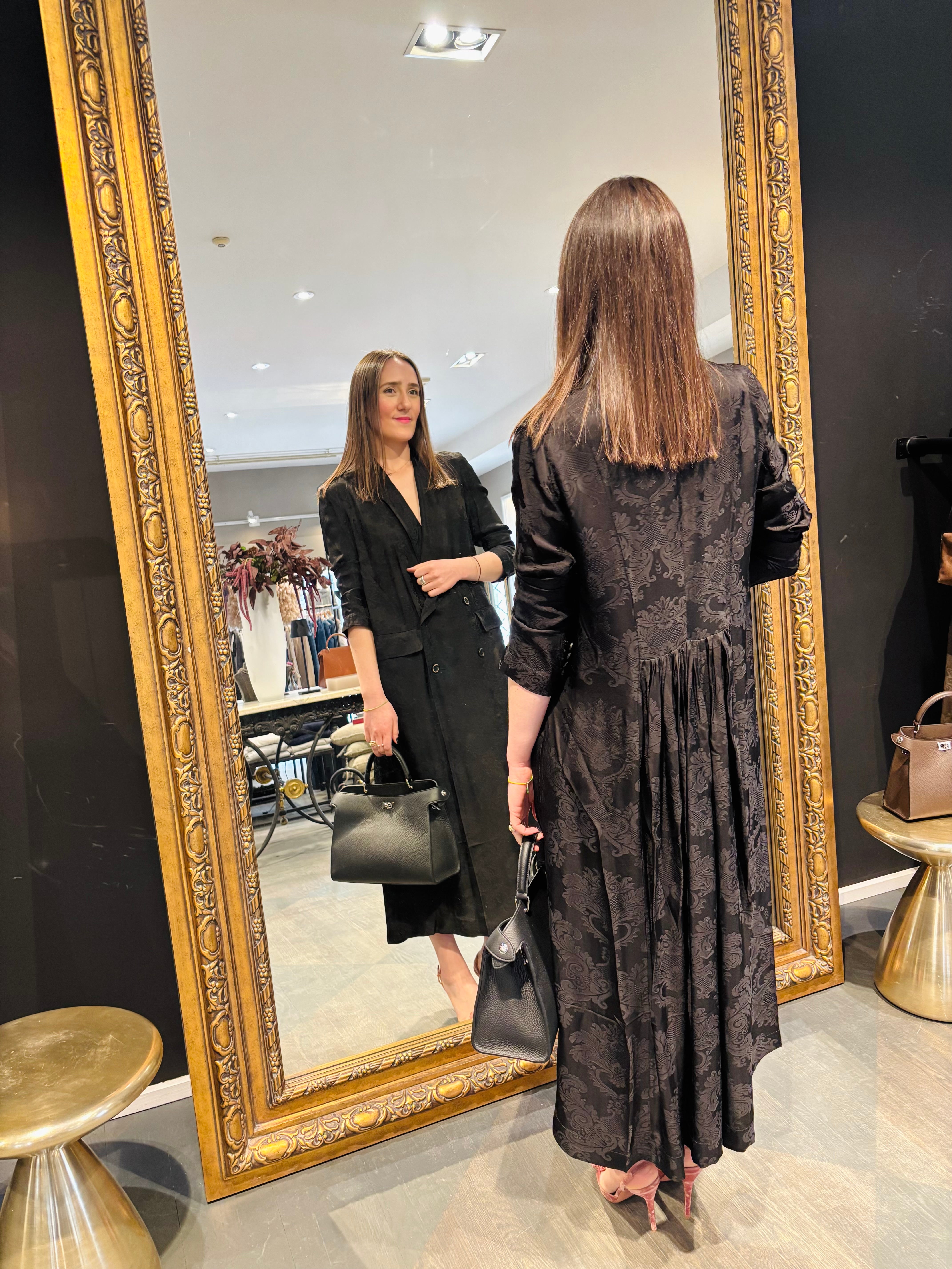 Uma Wang Black Jacquard Camelot Coat