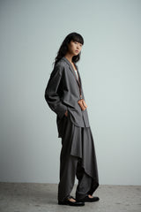 UJOH Slate Grey Pinstripe Shirt Jacket