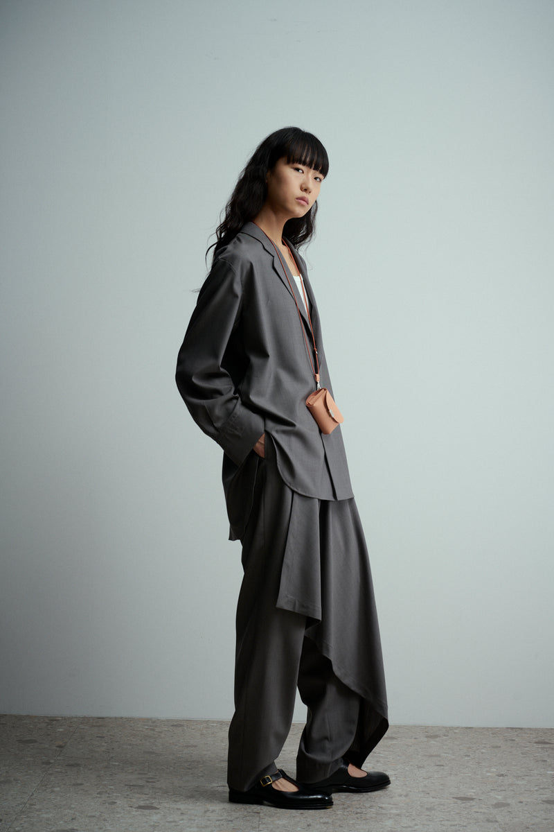 UJOH Slate Grey Pinstripe Shirt Jacket