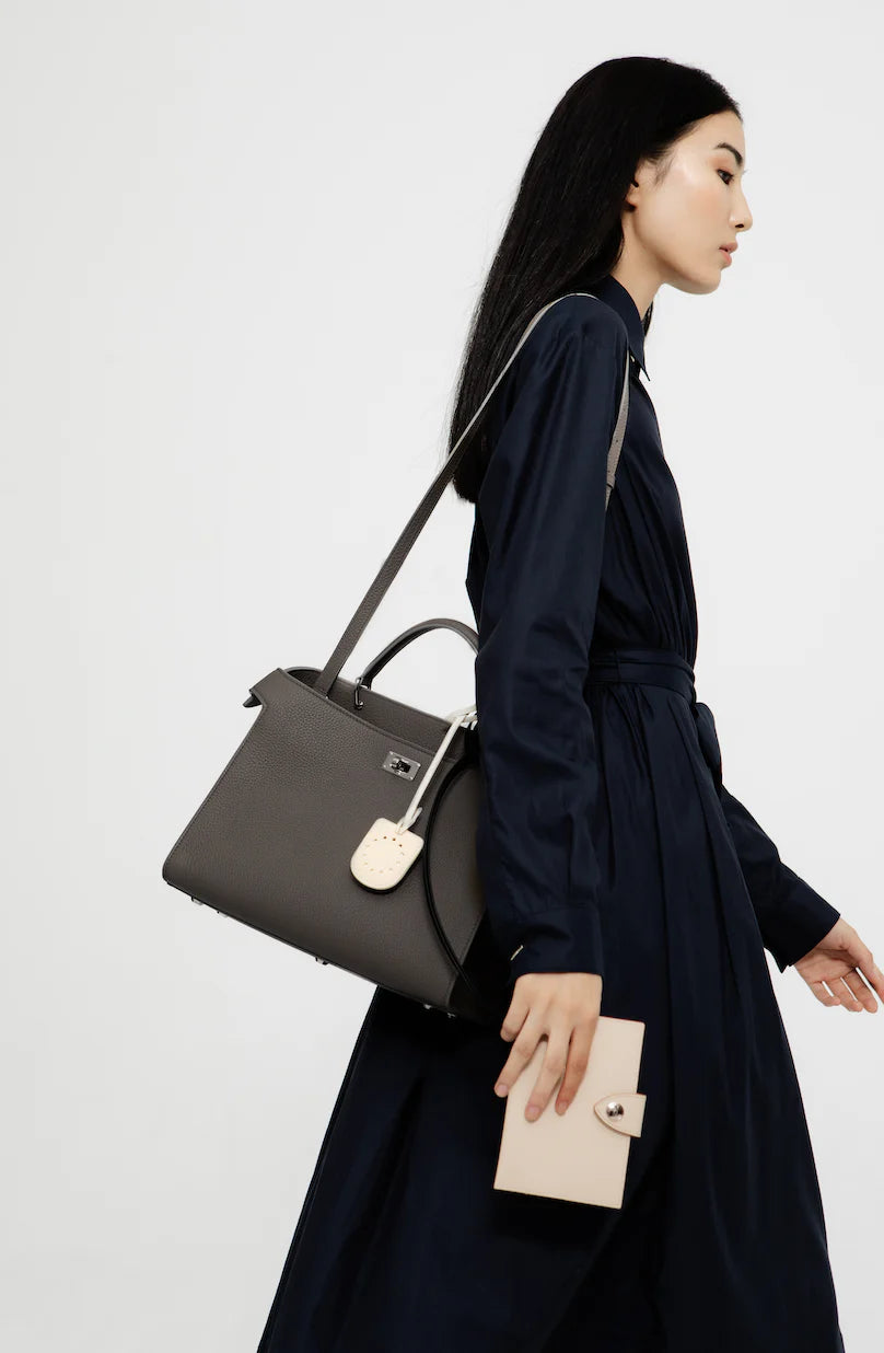 Lutece PM Leather Bag | Charcoal Grey