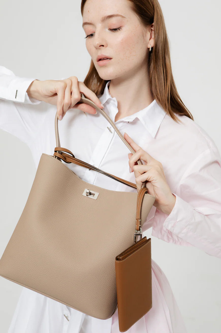 Odeon PM Leather Bag | Taupe