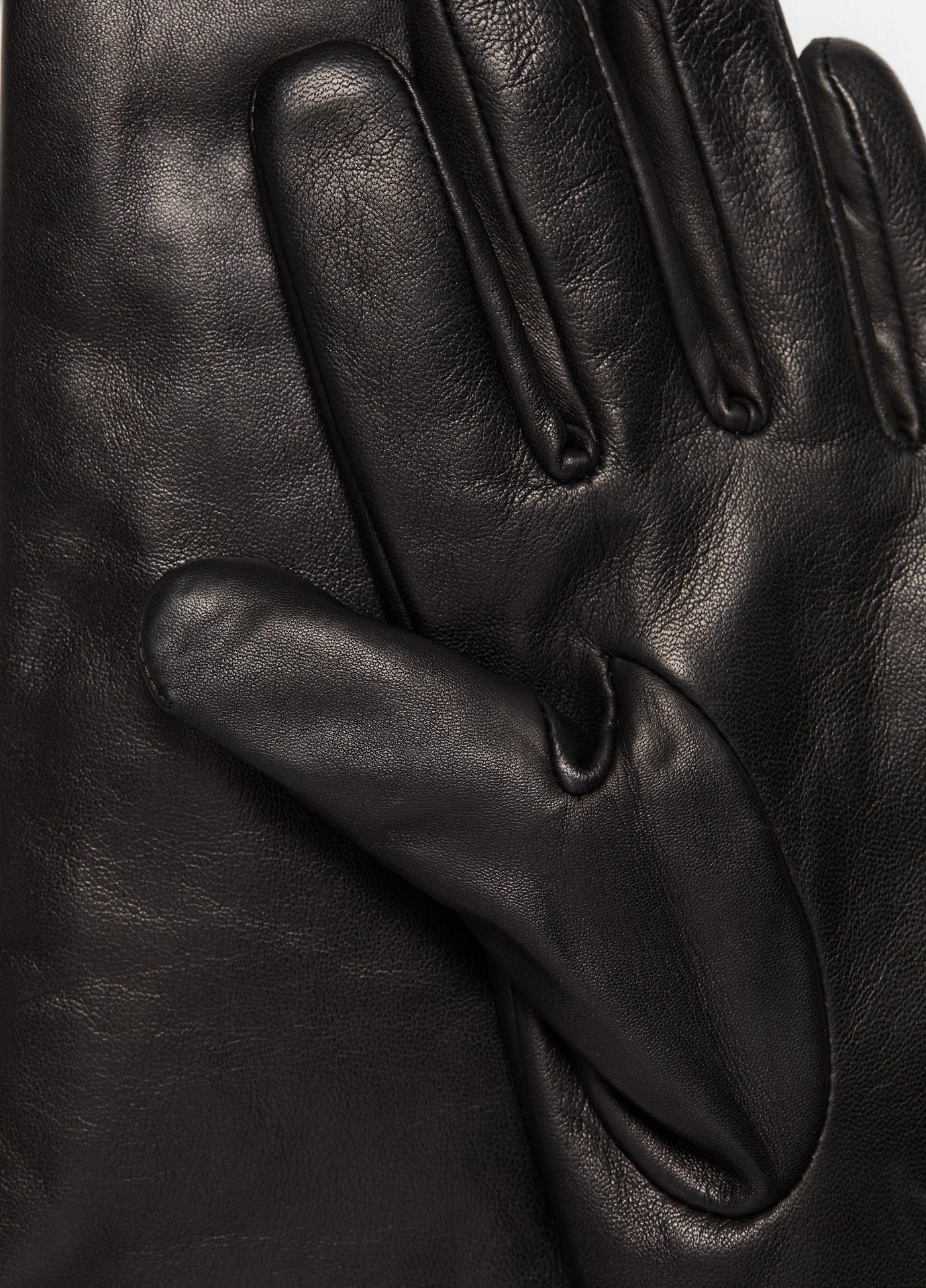 Vince Cashmere-Lined Black Leather Gloves