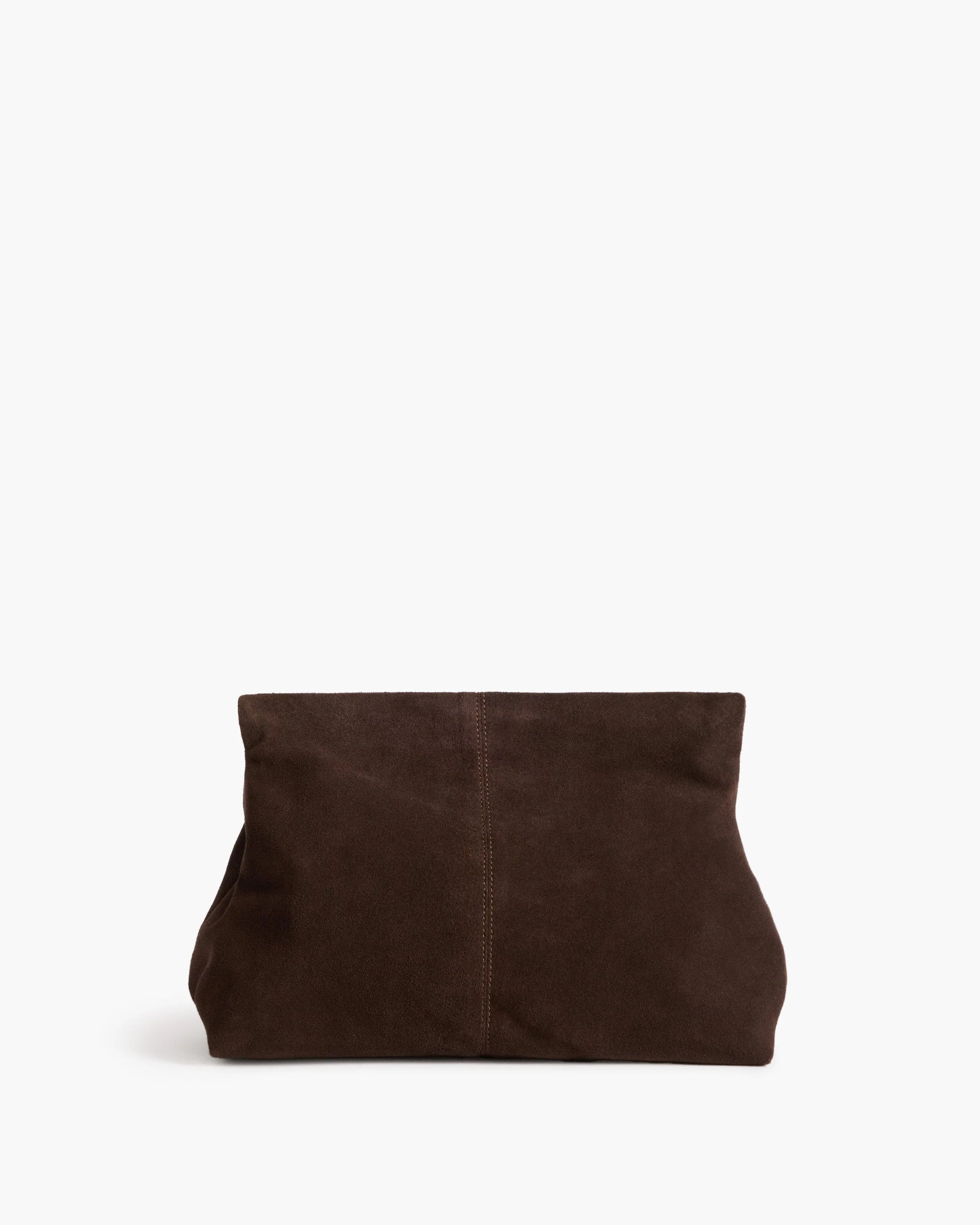 Flattered Clay Clutch | Chocolate Suede