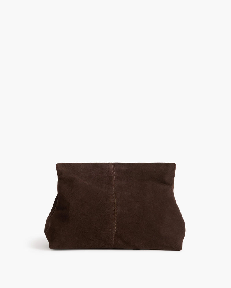 Flattered Clay Clutch | Chocolate Suede