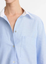 Vince Contrast Collar Blue Cotton Oxford Shirt