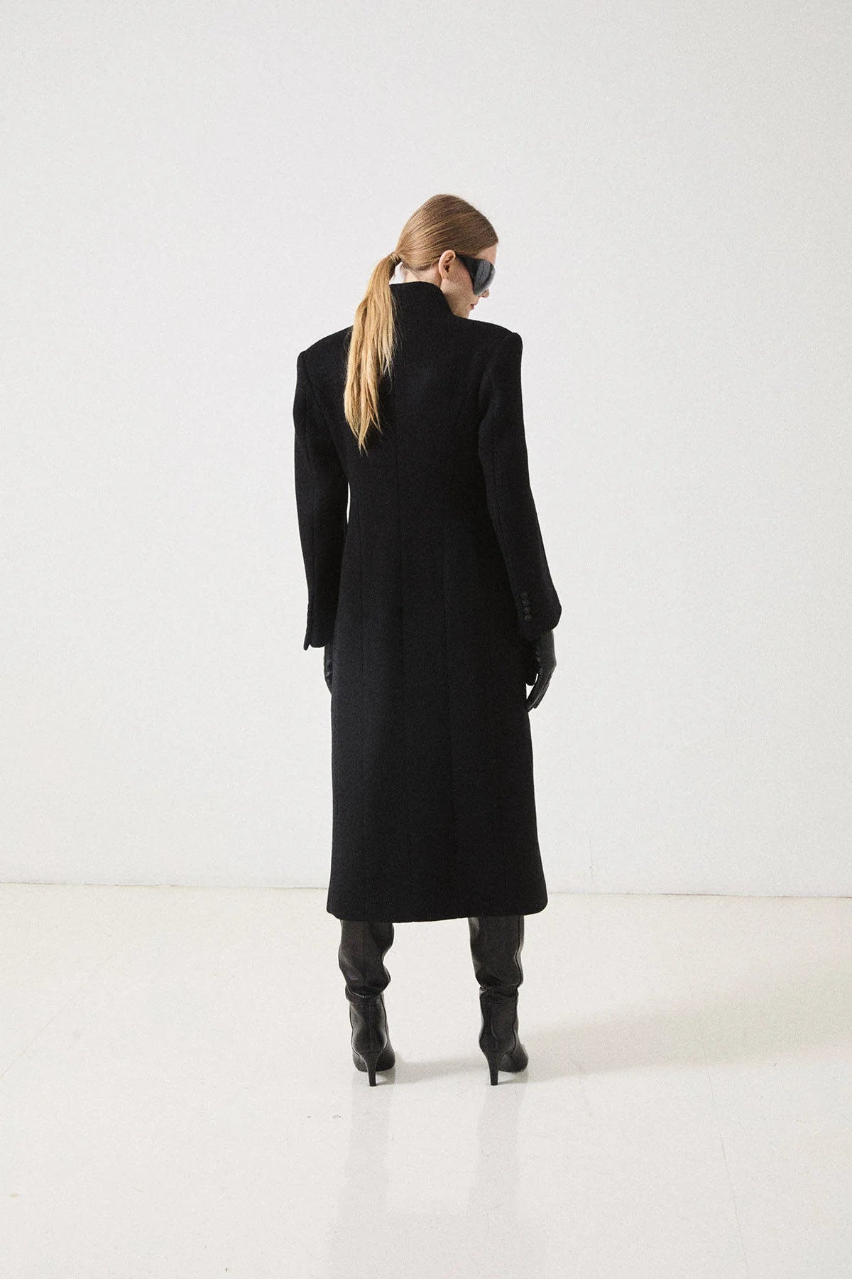 la piscine Sculpted Wool Coat | Black