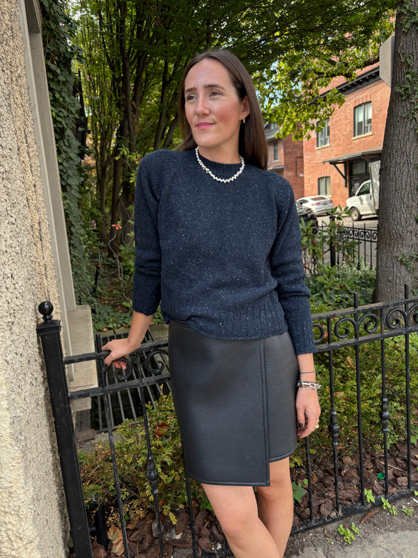 MJ Watson Navy Cashmere Donegal Sweater