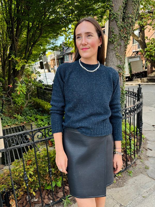 MJ Watson Navy Cashmere Donegal Sweater