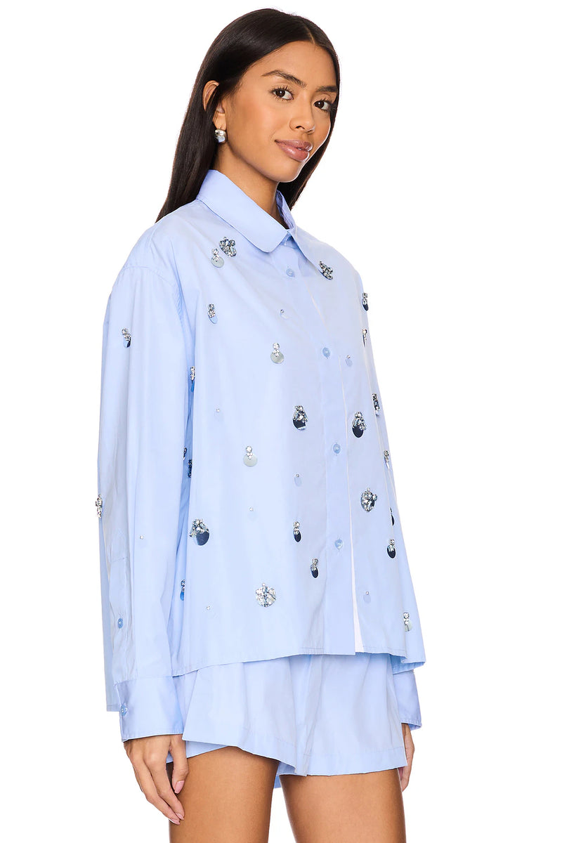 Des Phemmes Blue Embellished Shirt