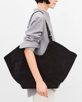 Flattered Black Suede Dahlia Tote Bag