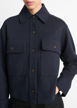 Vince Navy Knit Cotton Crop Jacket