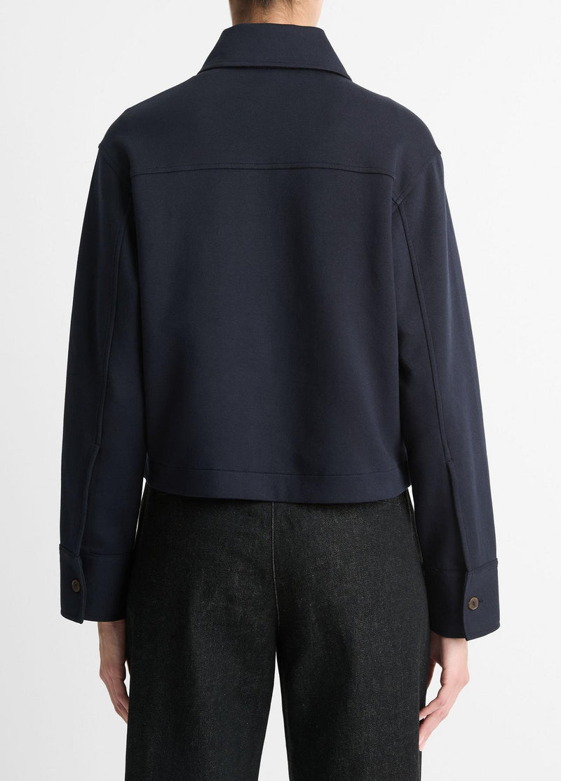 Vince Navy Knit Cotton Crop Jacket