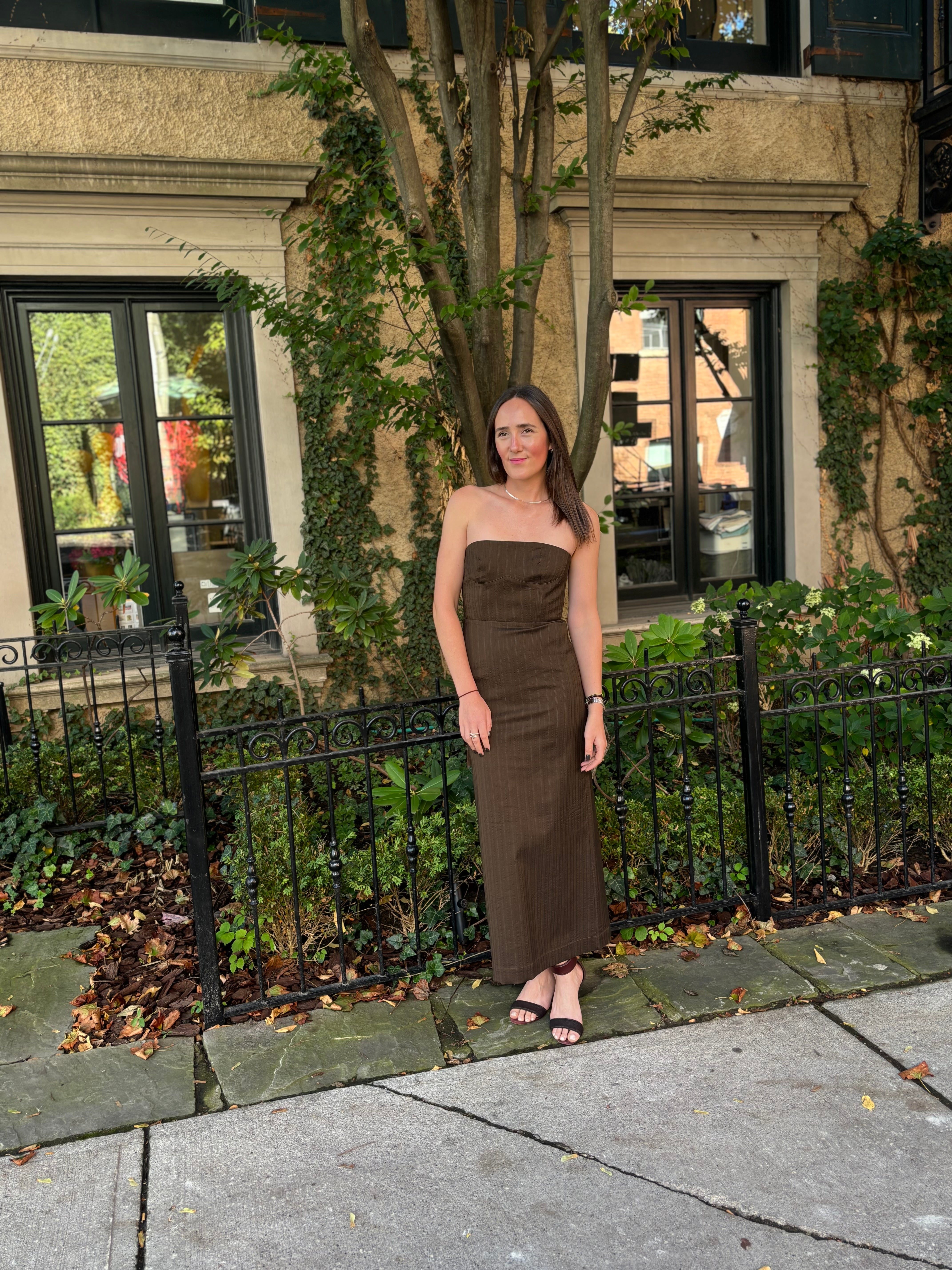 Uma Wang Strapless Aska Dress Brown