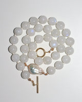 CMD Moonstone Necklace/ Wrapped Baroque Pearl