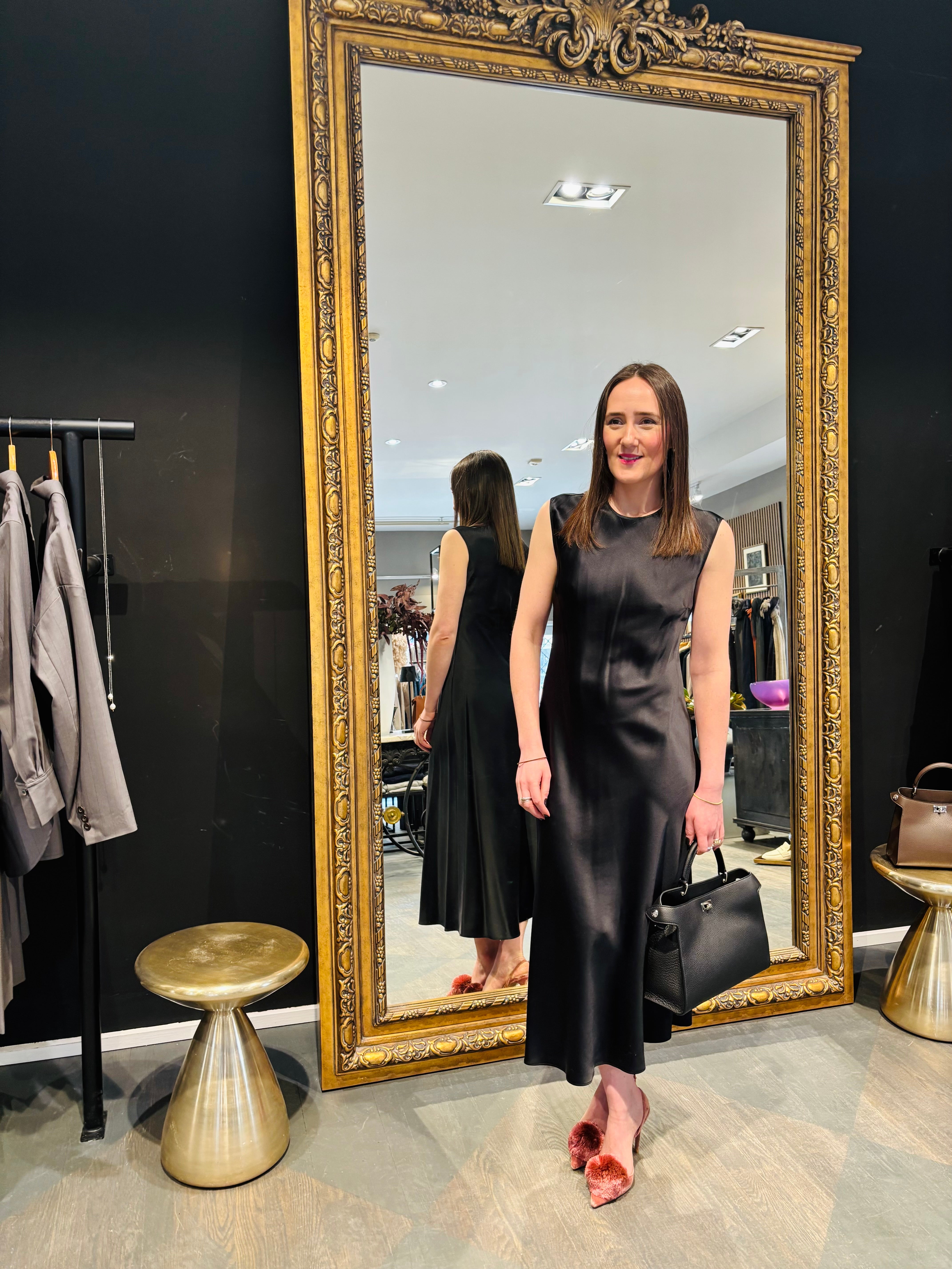 Joseph Garnier Silk Satin Black Dress