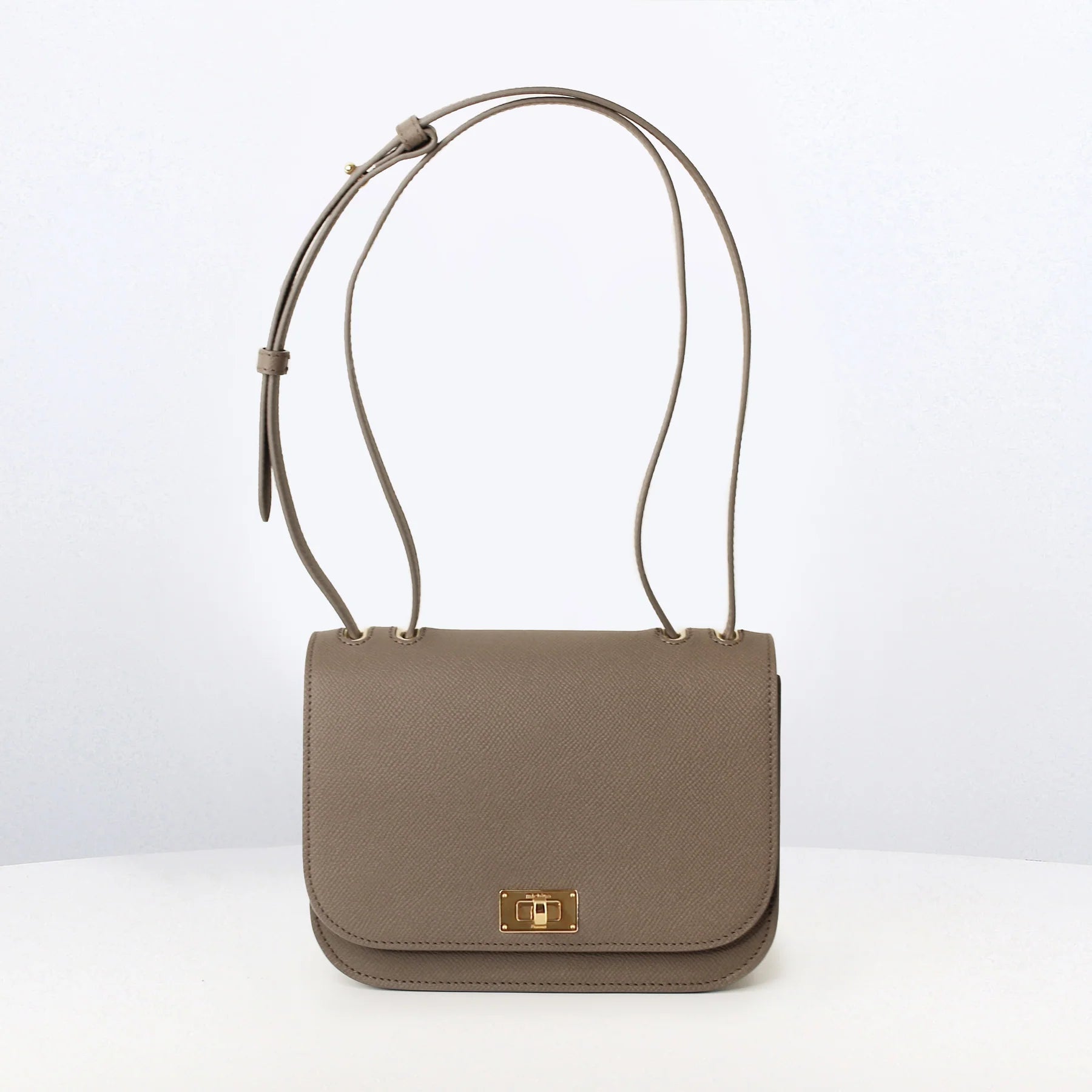 Elysée Leather Flap Bag Taupe