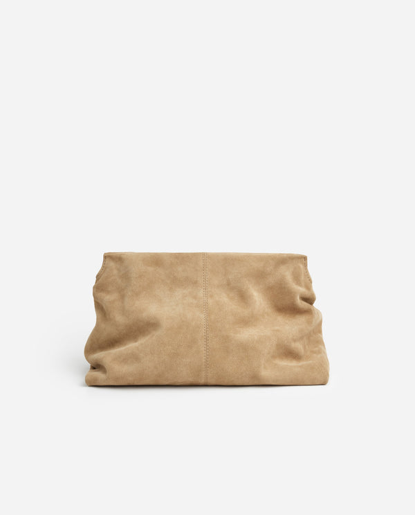 Flattered Clay Sand Suede Clutch Bag