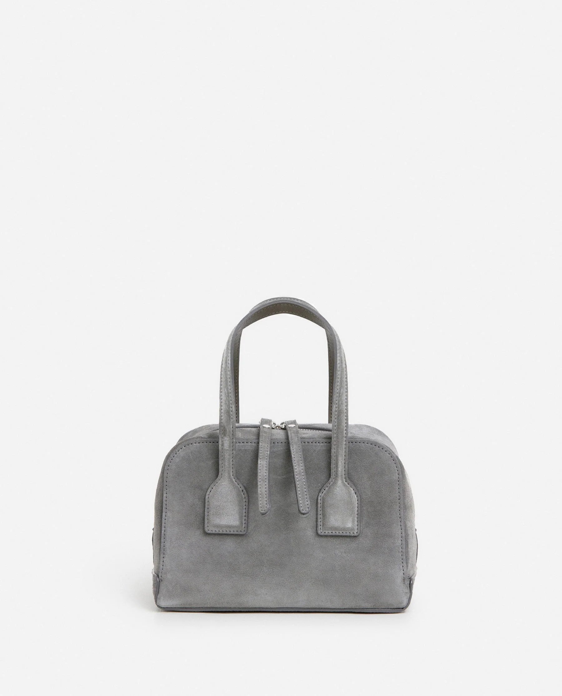 Flattered Laci Mini Bowler Bag Grey Suede